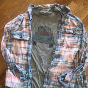 T-shirt and flannel